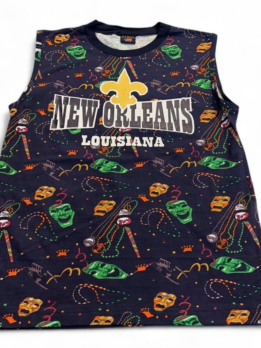 NWOT New Orleans Louisiana Kids Mardi Gras Tank Top - Navy Sz L NWOT